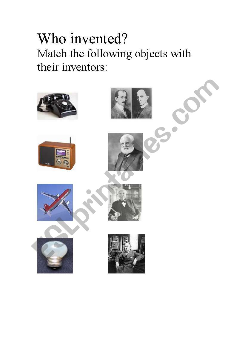 Inventions. worksheet