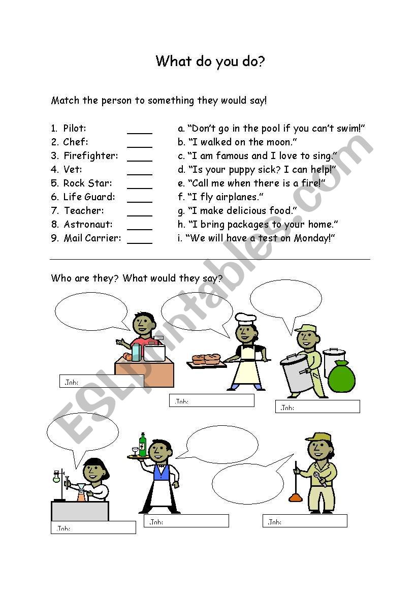 What do you do? worksheet