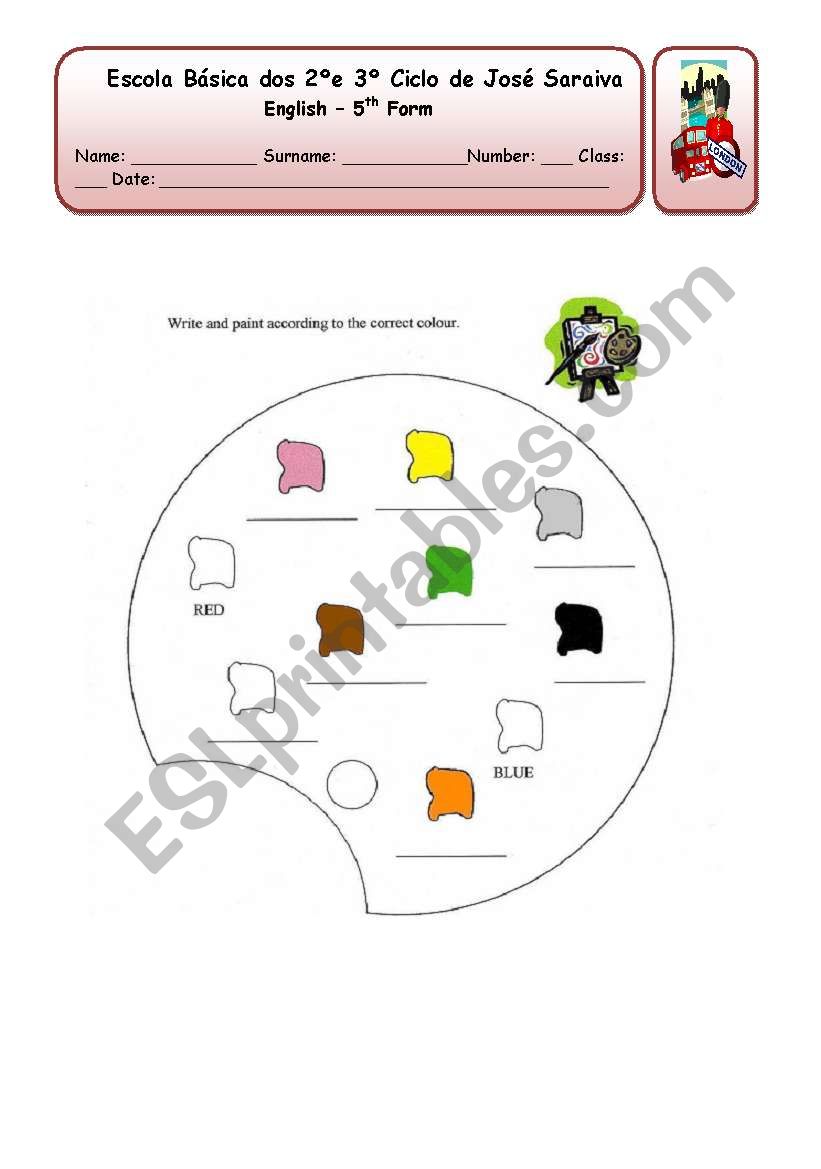 Colours worksheet