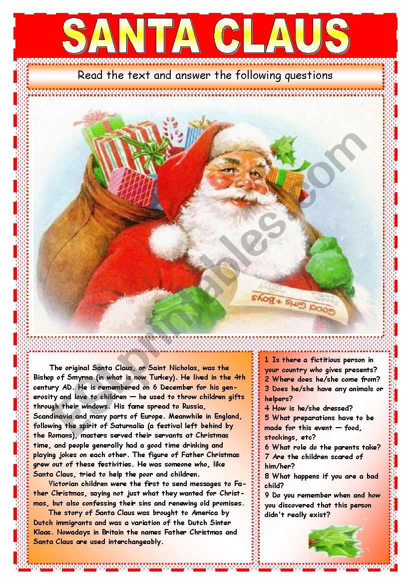 Santa Claus worksheet