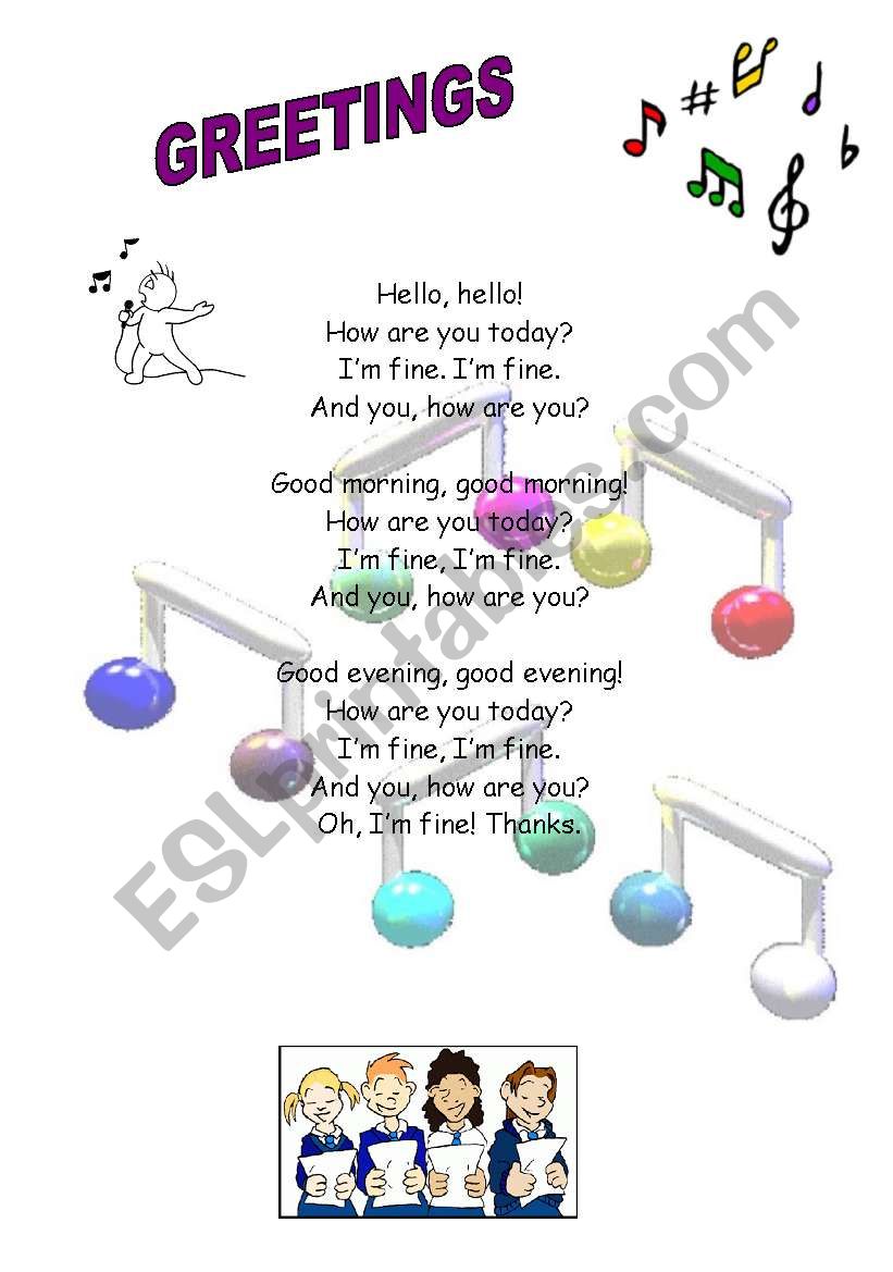 Greetings song worksheet