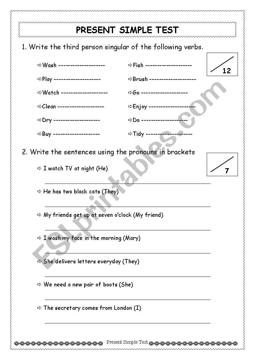 Present Simple  worksheet