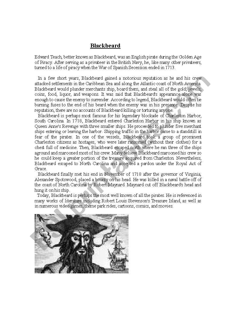 Blackbeard worksheet