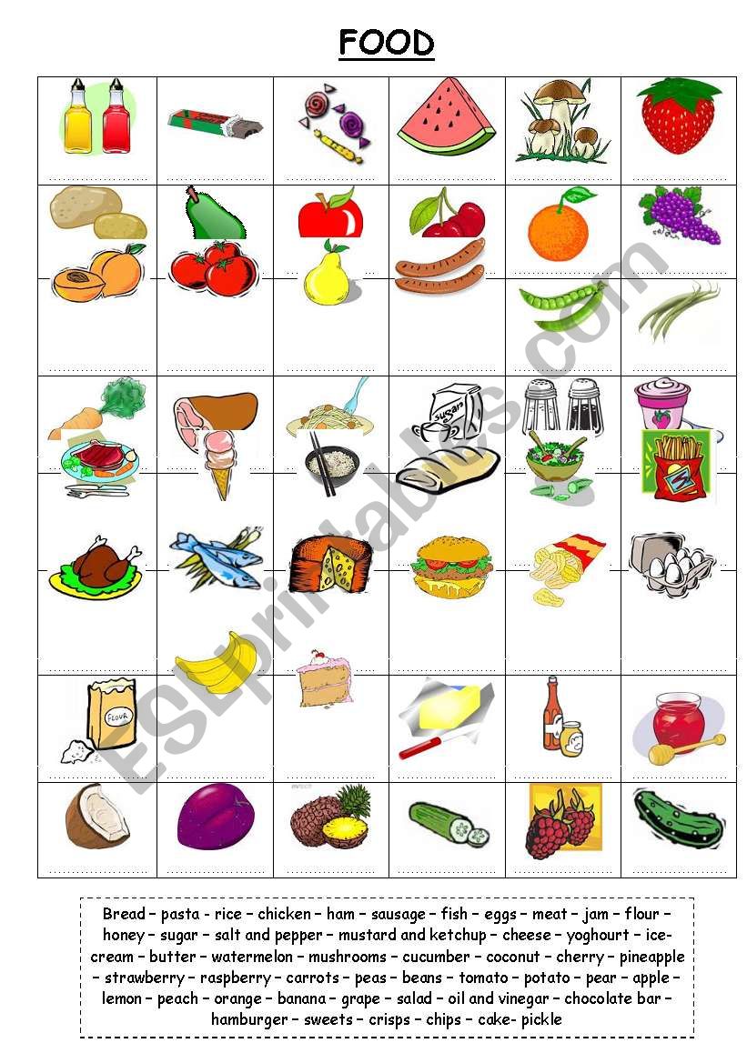 food worksheet