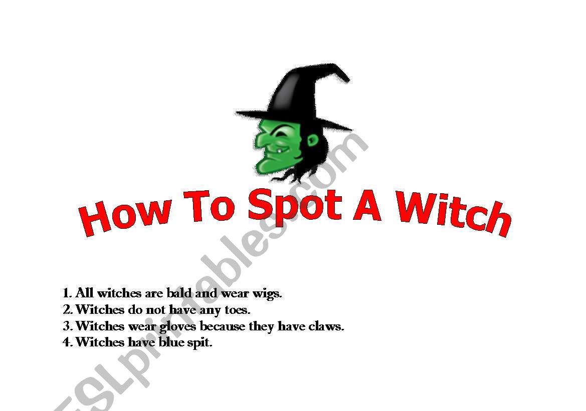 How to spot a witch worksheet