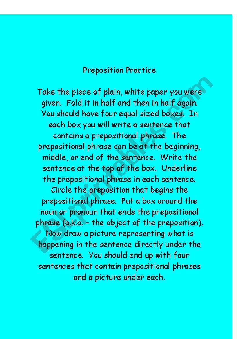 Preposition Practice worksheet