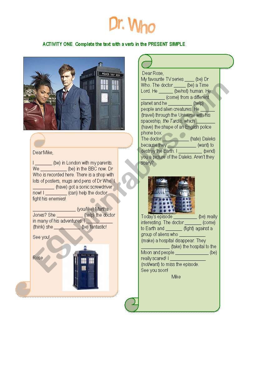 Dr Who worksheet