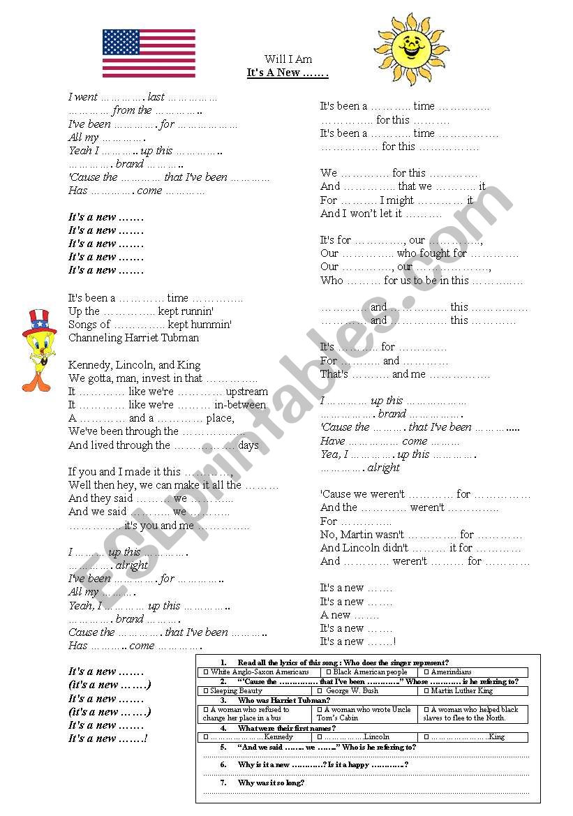 New Day - Black History Month worksheet