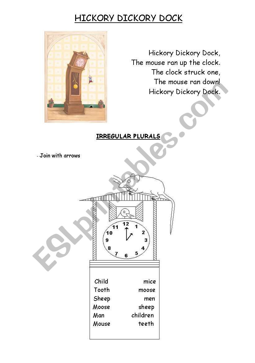 Hickory Dickory Dock worksheet