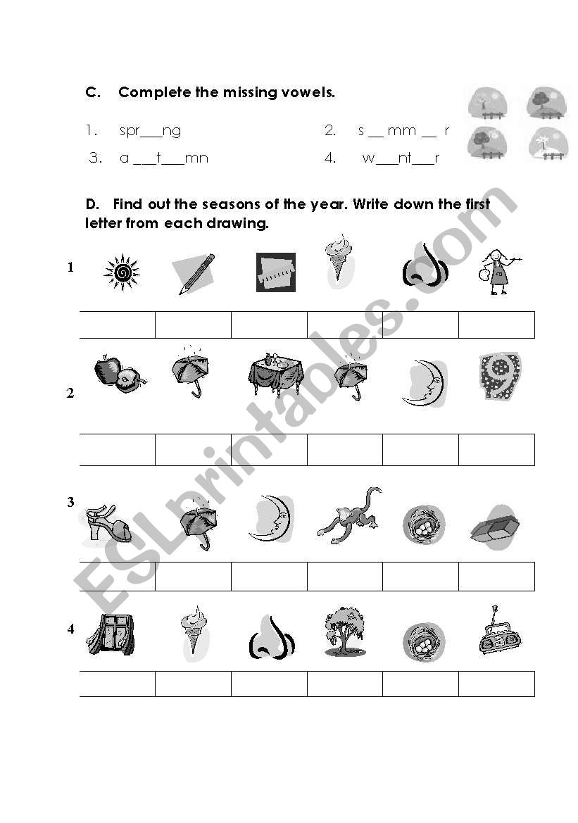 Seasons worksheet