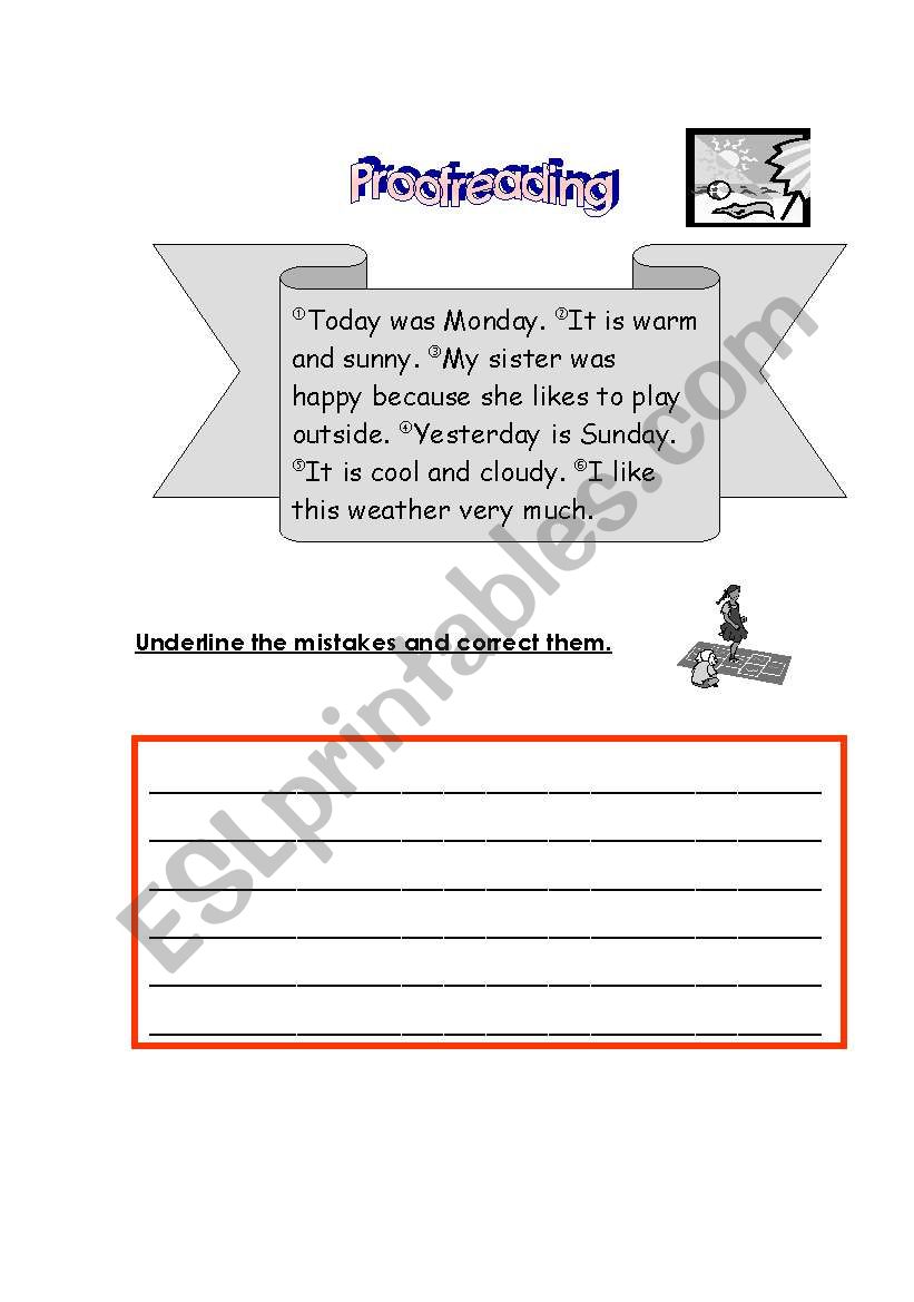 Proofreading worksheet