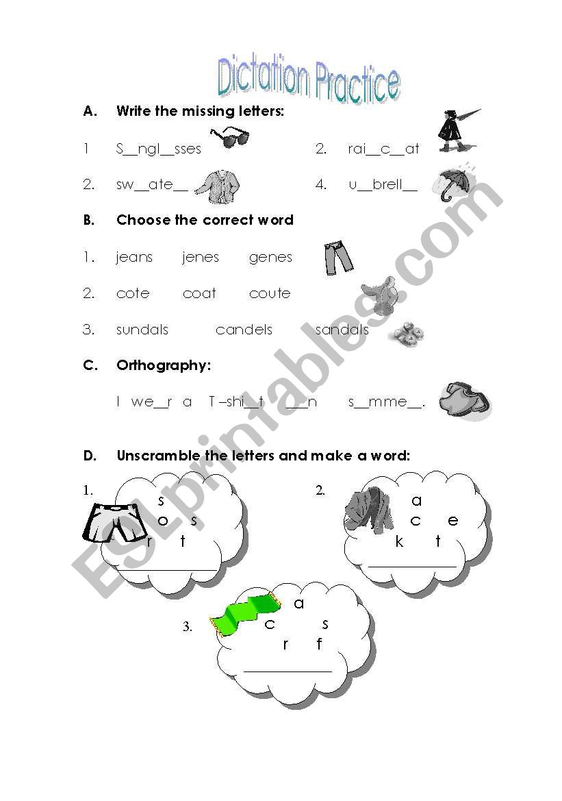 Dictation Practice worksheet