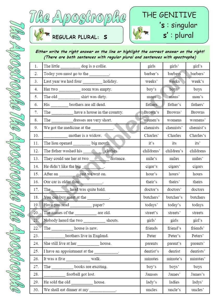 The Apostrophe worksheet