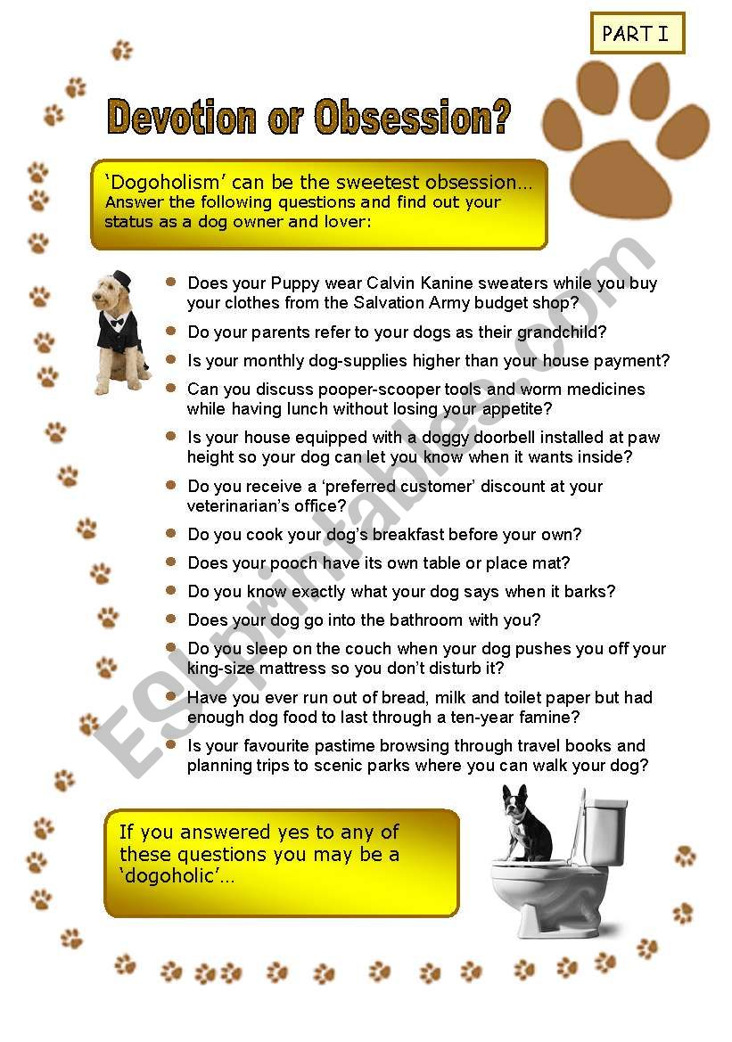 Dogs, dogs, dogs! - Part I worksheet