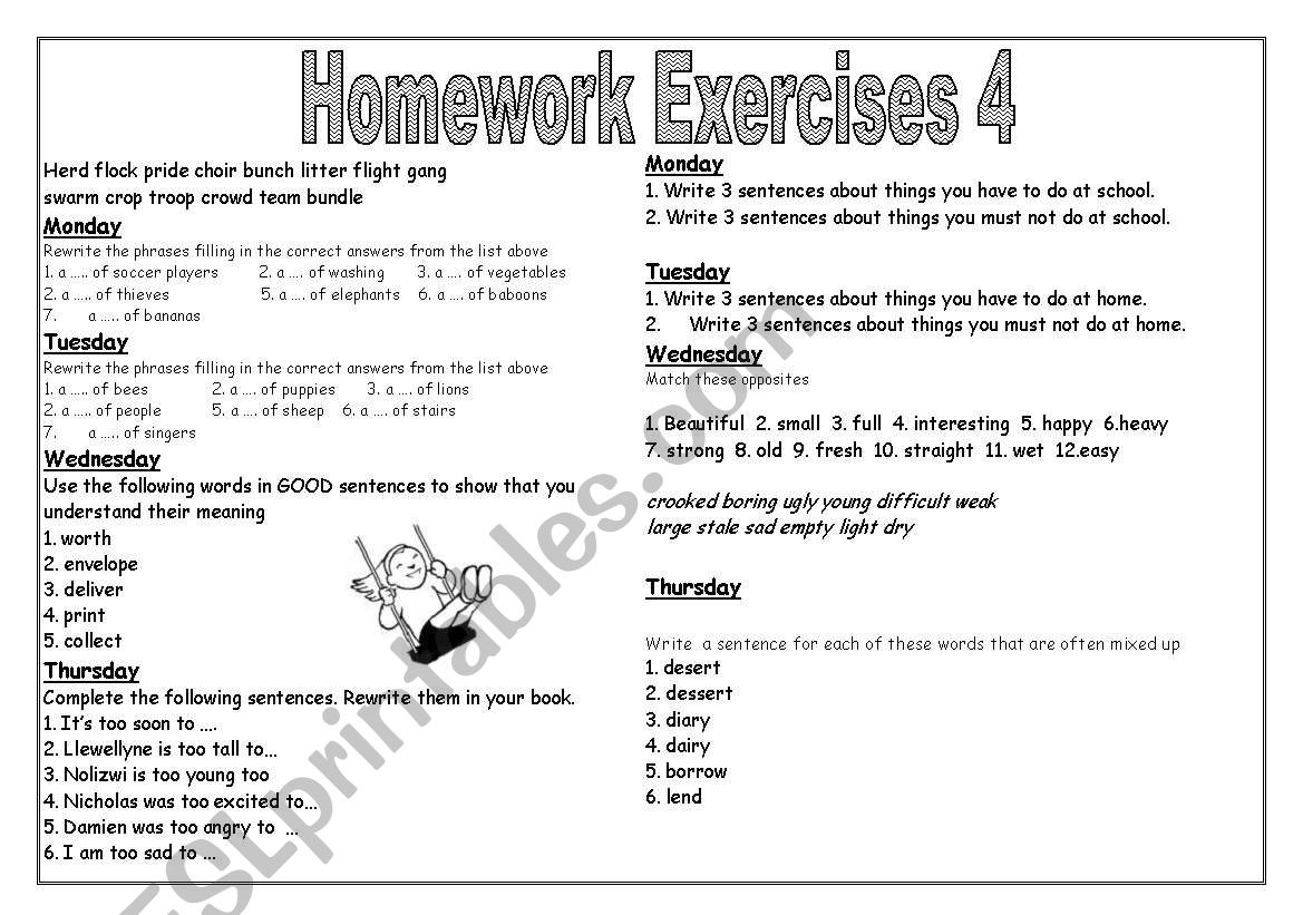 Homework exercise 4 worksheet