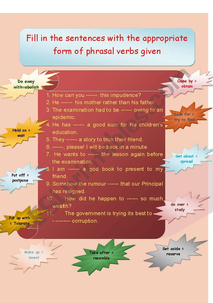 PHRASAL VERBS worksheet