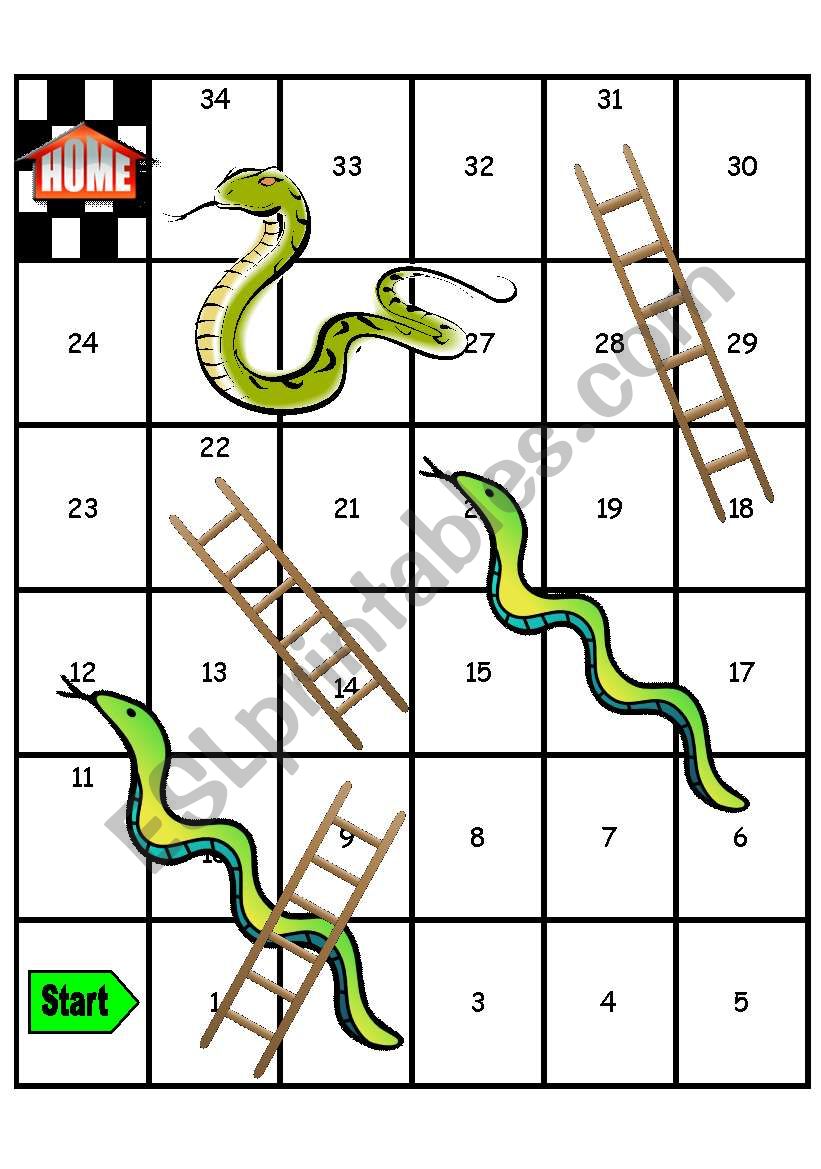 Blank Snakes and Ladders Board ESL worksheet by penbwl