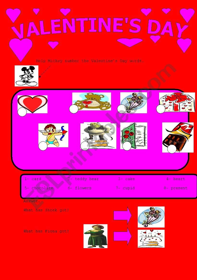 Valentines Day  worksheet