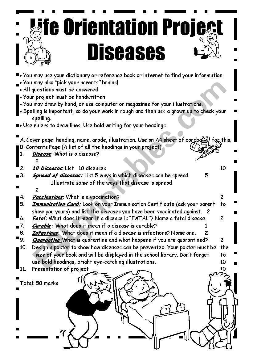 Diseases worksheet