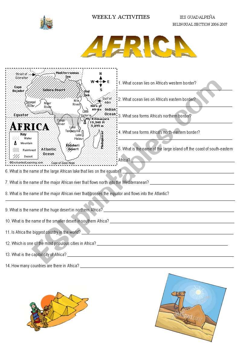 Africa worksheet