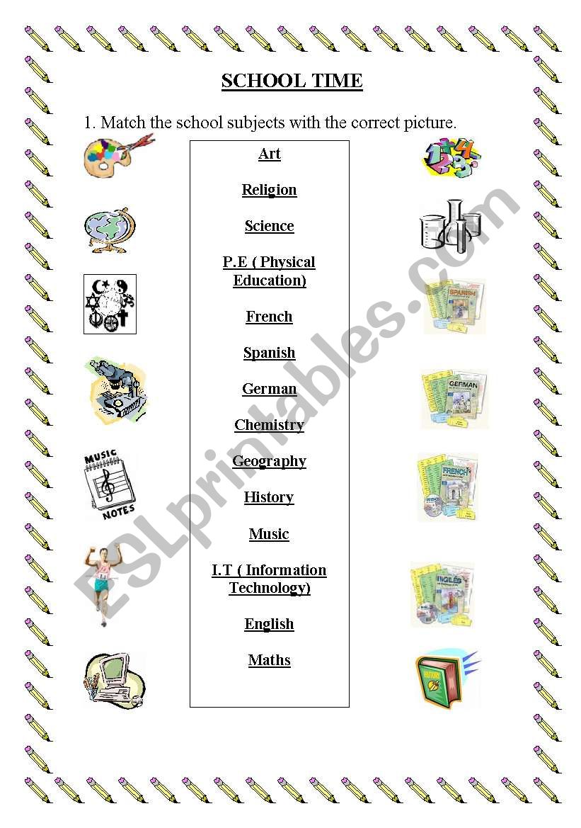 School Subjects worksheet