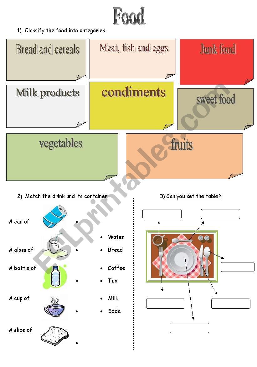 food (2nd part) worksheet