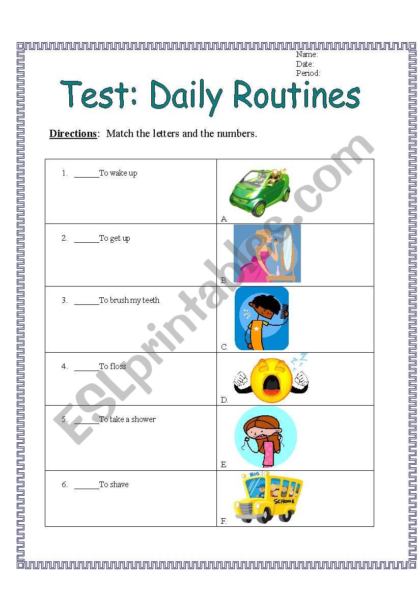 Test: Daily Routines worksheet