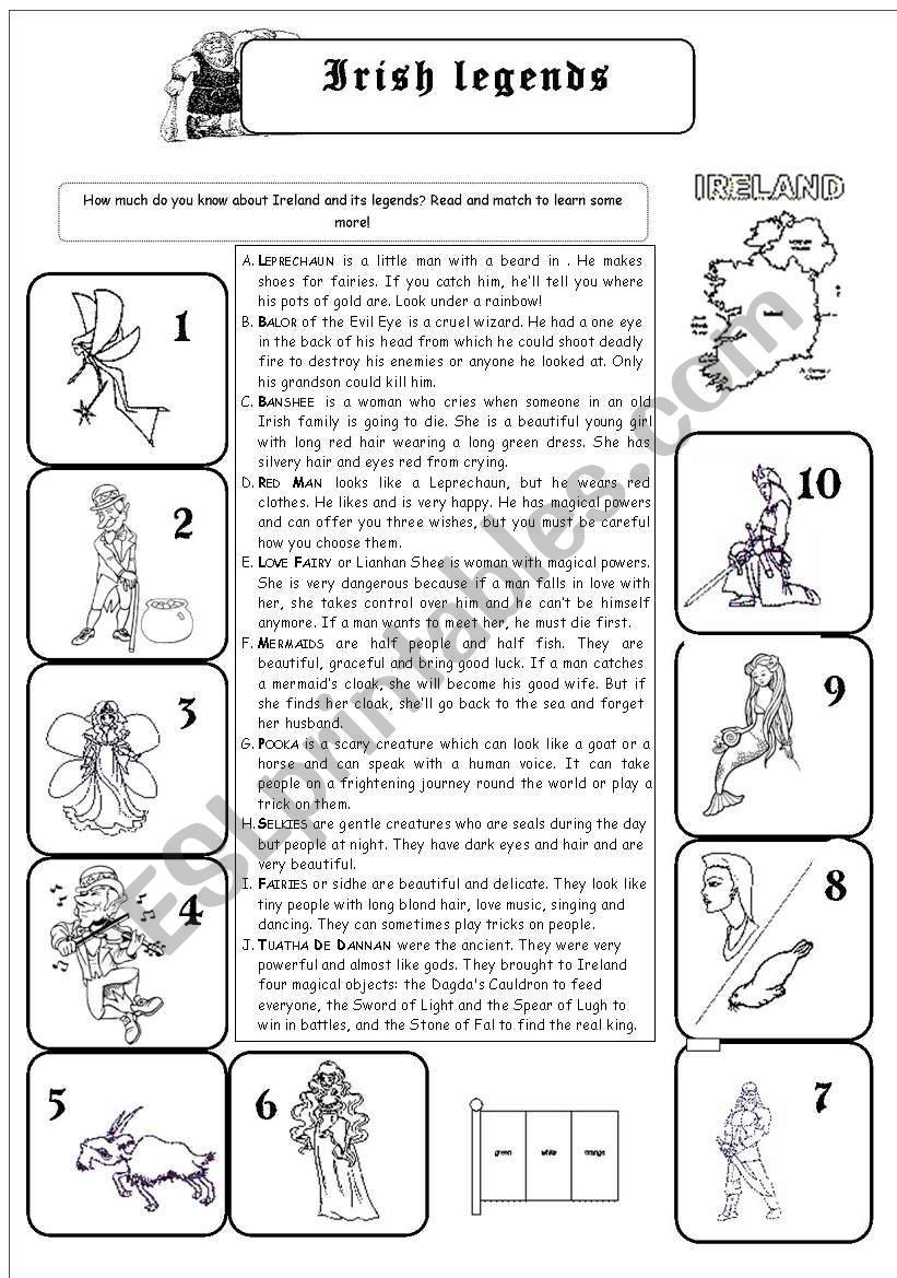 IRISH LEGENDS worksheet