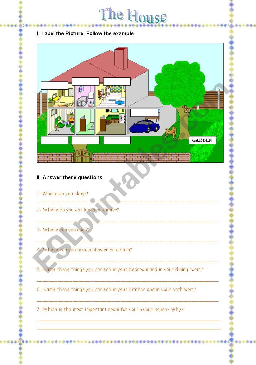 parts of the house worksheet