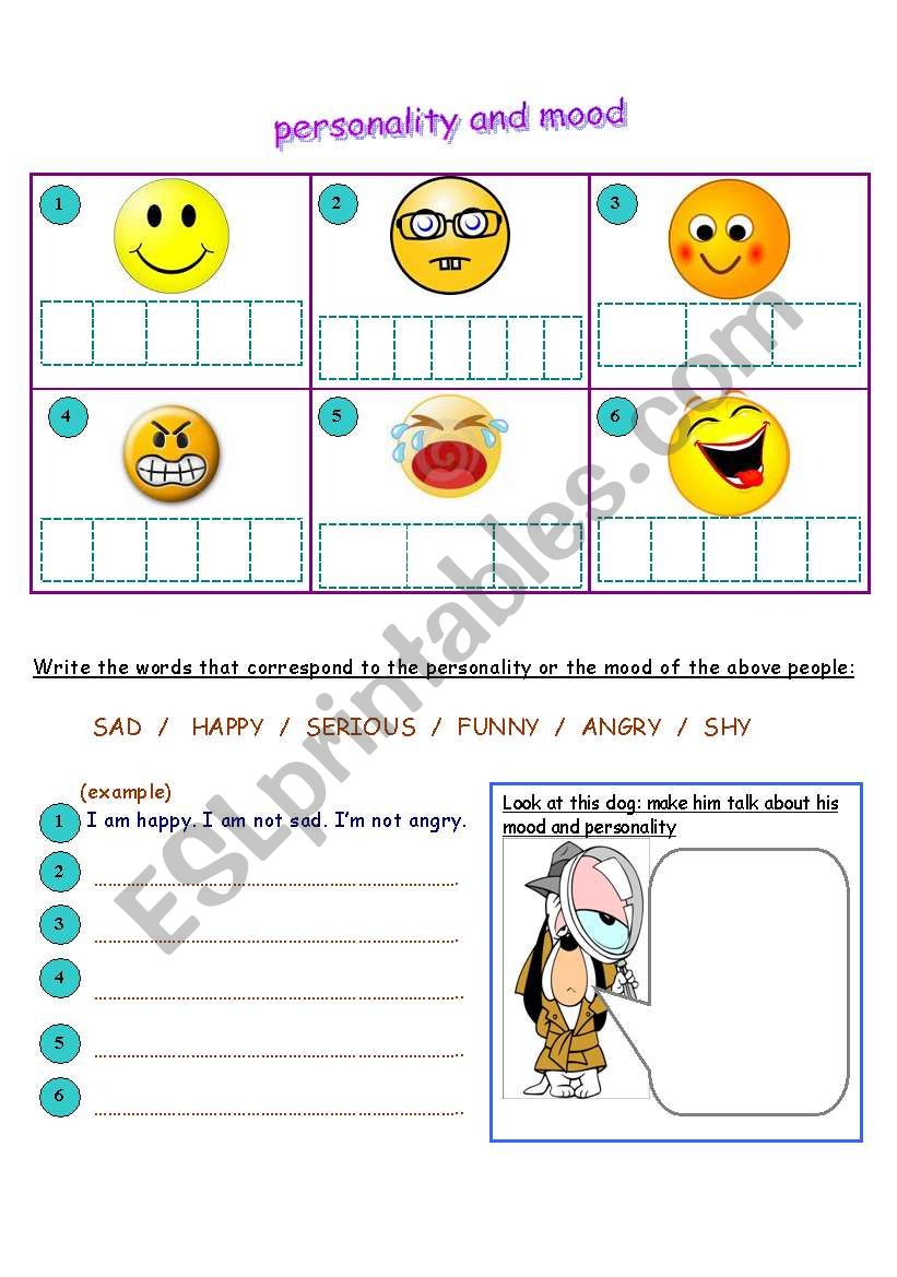 personality and mood adjectives