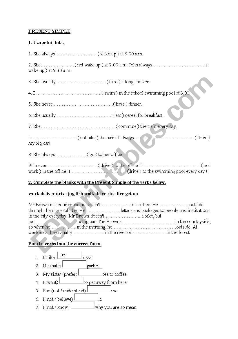 Present Simple worksheet