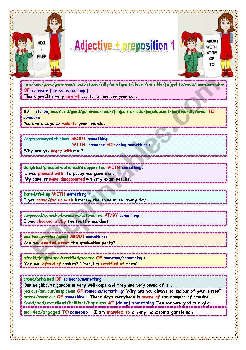 Adjective + Preposition 1 ( 2pages)