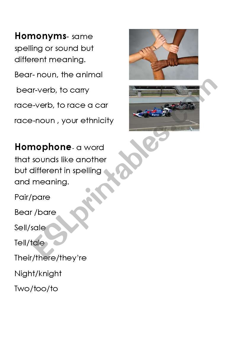 Homophones or Homonyms? worksheet