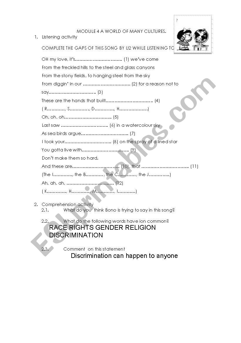 A world of many cultures worksheet