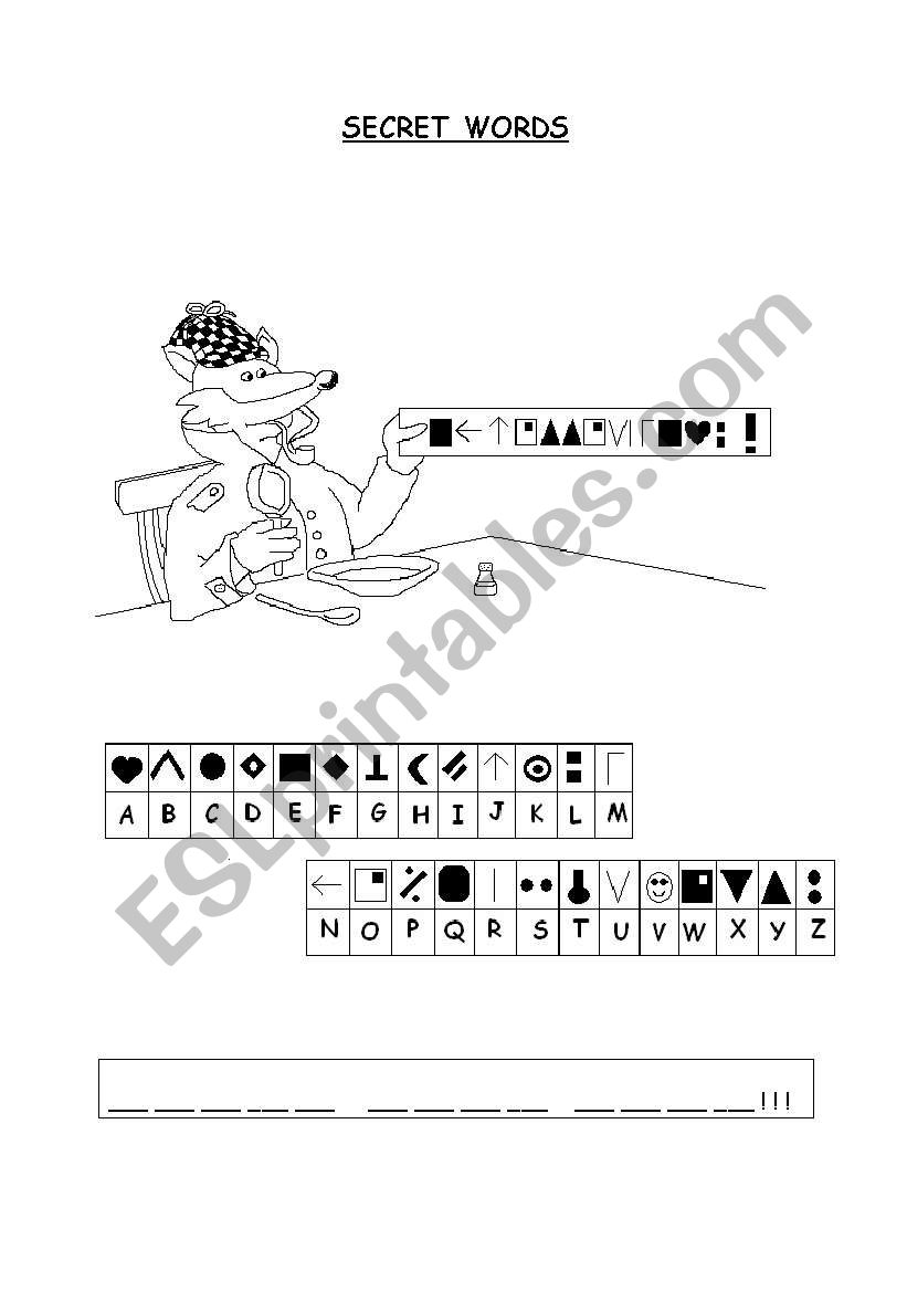 SECRET WORDS worksheet