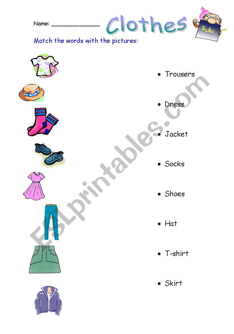 Clothes worksheet