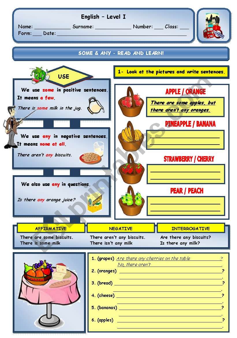 SOME & ANY worksheet