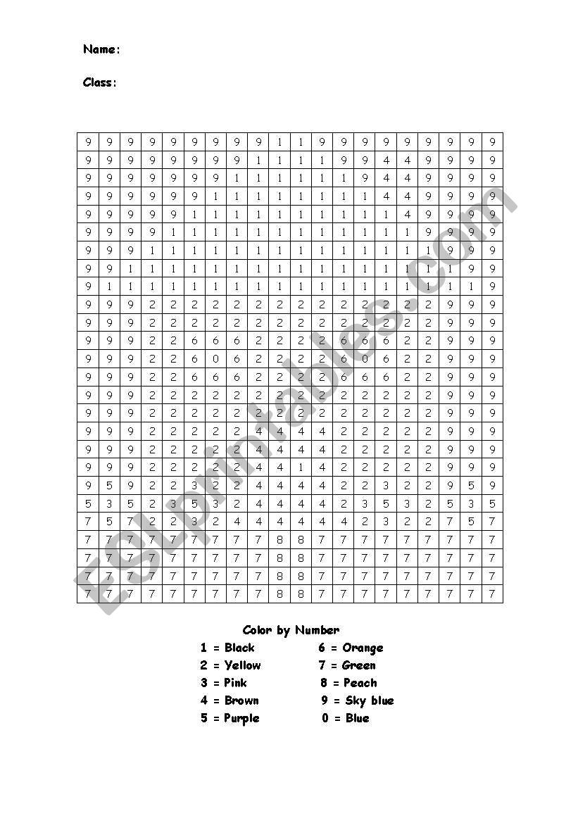 Color by Number worksheet