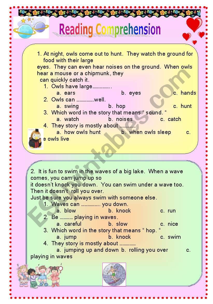 reading comprehension worksheet
