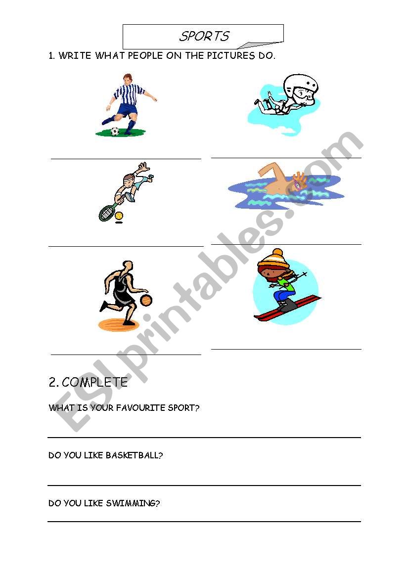 Sports exercise worksheet