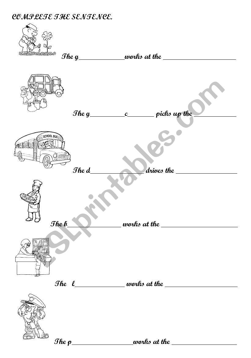 comunity workers  worksheet