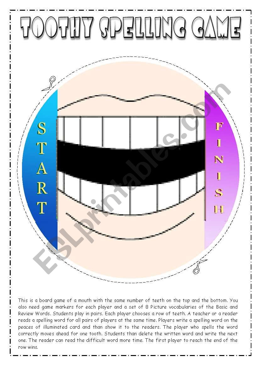 Toothy Spelling Game worksheet