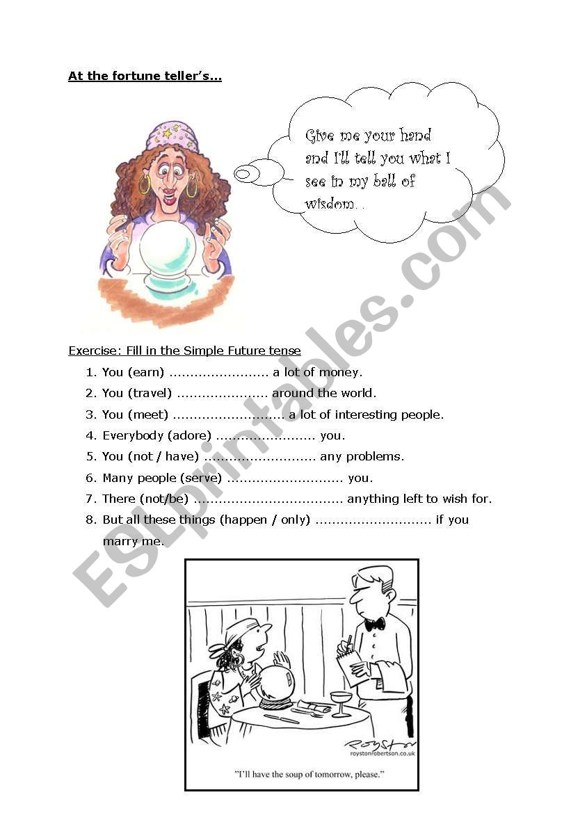 At the fortune tellers worksheet