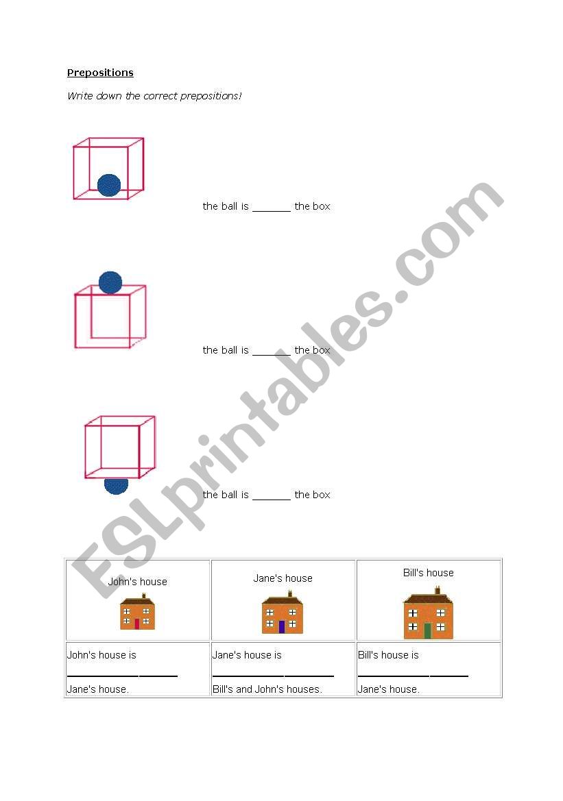 Exercise on the prepostions (basic)