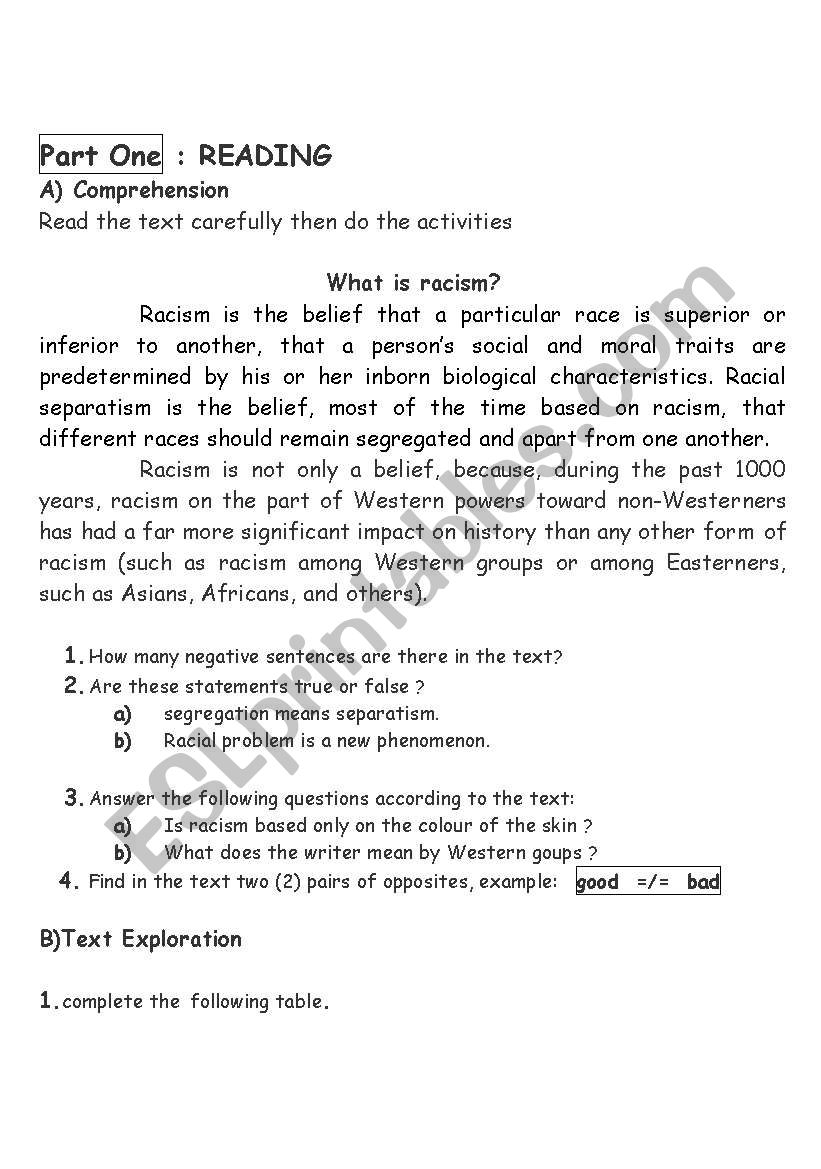 different activities worksheet