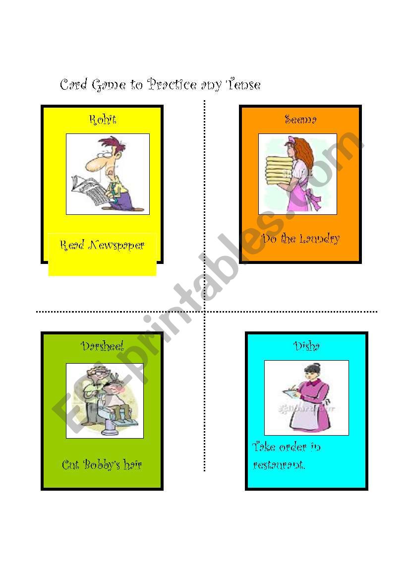 Tenses Card Game worksheet