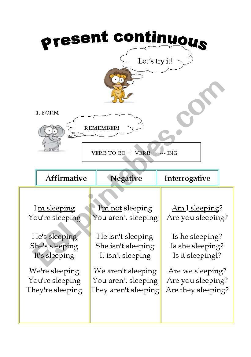 present  continuous 1 worksheet