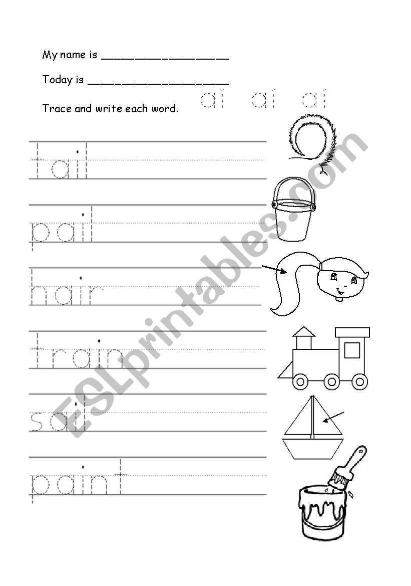Free Printable Ai Phonics Worksheet