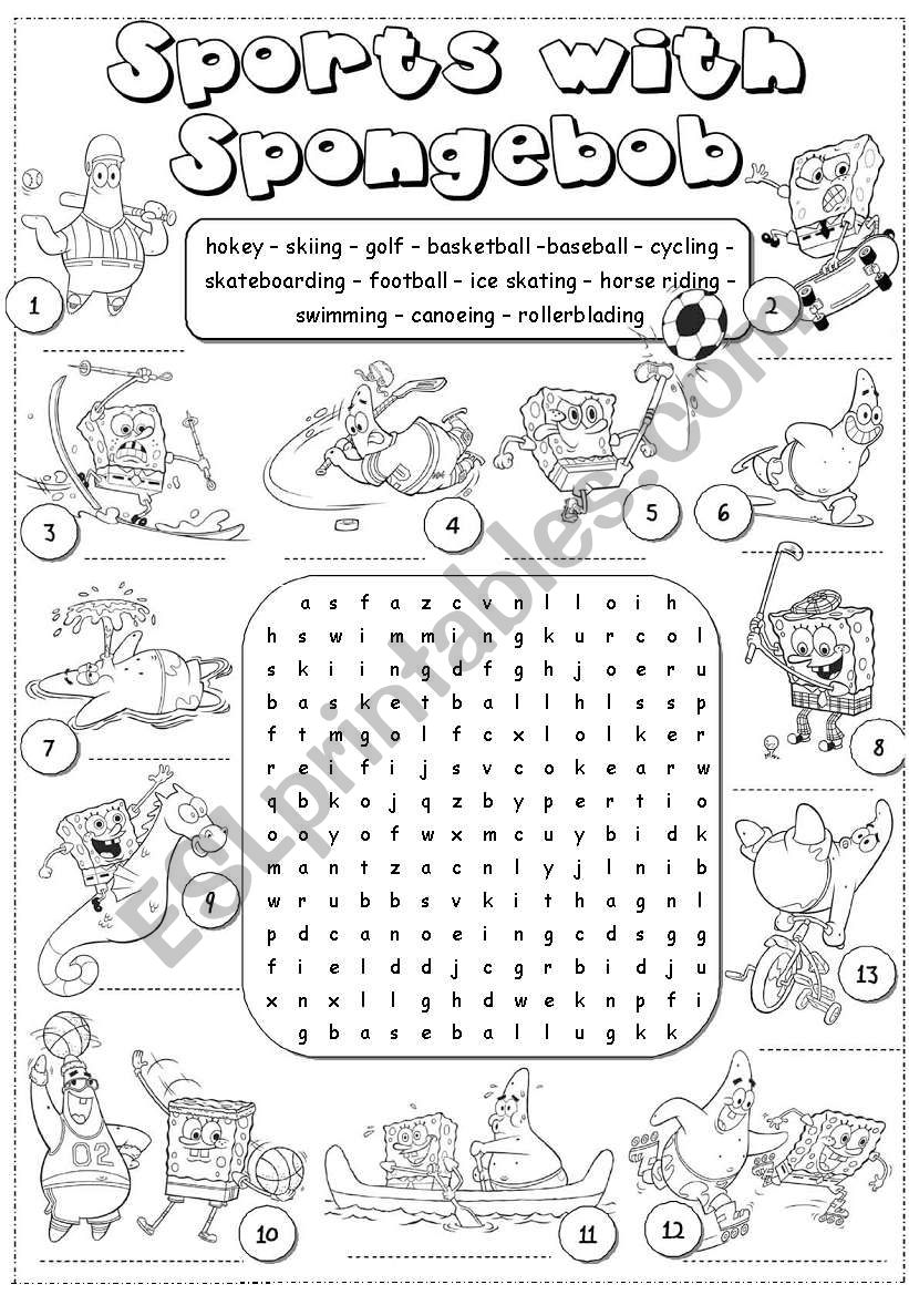 sports with Spongebob worksheet