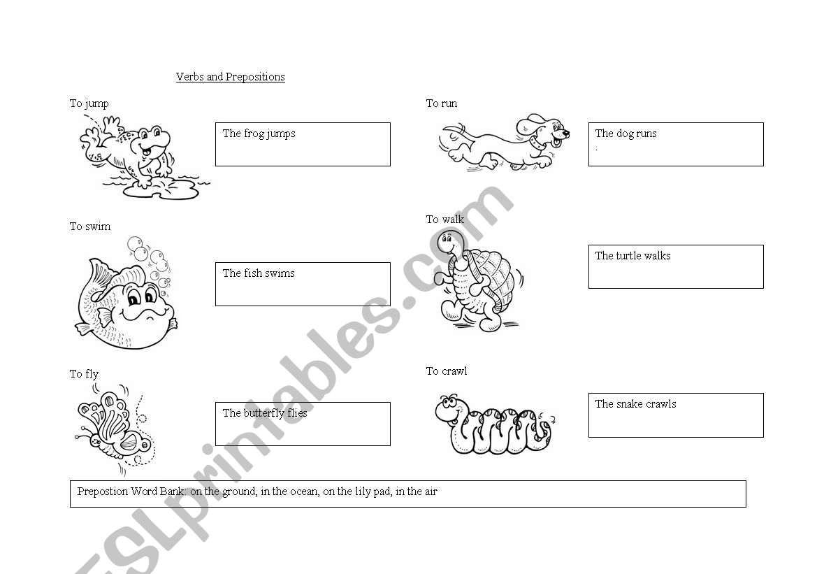 Action verb and preposition - fill in the blank